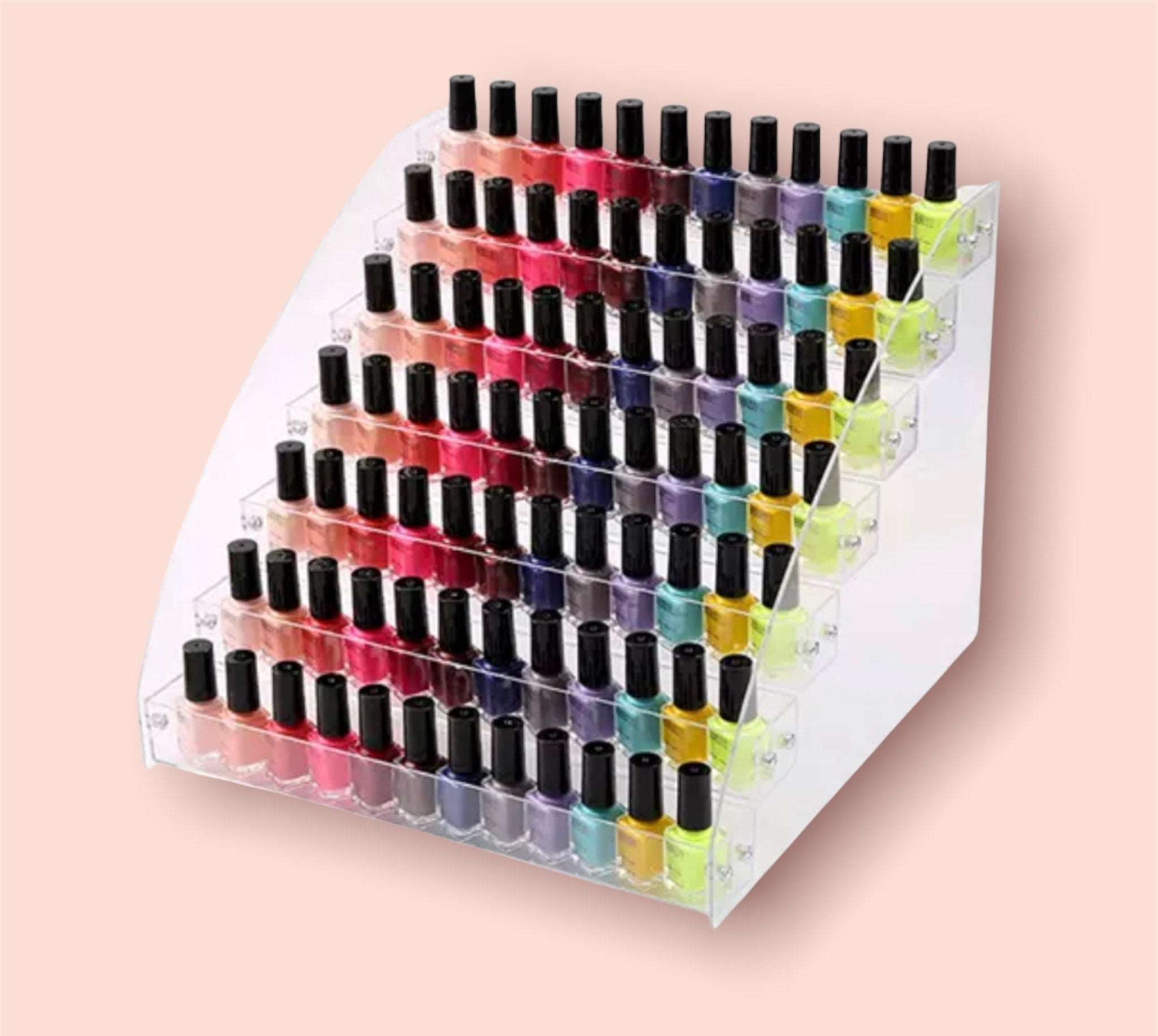 Clear Acrylic Tier Nail Polish Organizer Display Pink Sweetheart