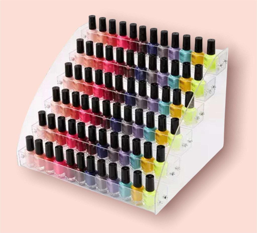 Clear Acrylic Tier Nail Polish Organizer Display Pink Sweetheart