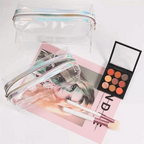 Clear Holo Rainbow Jelly Makeup Bag Trio Set Cosmetic & Toiletry Bags Pink Sweetheart