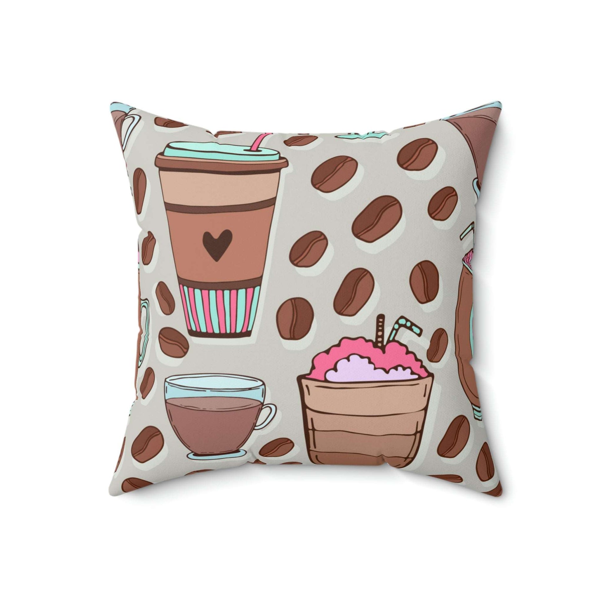 Coffee Obsession Square Pillow Home Decor Pink Sweetheart