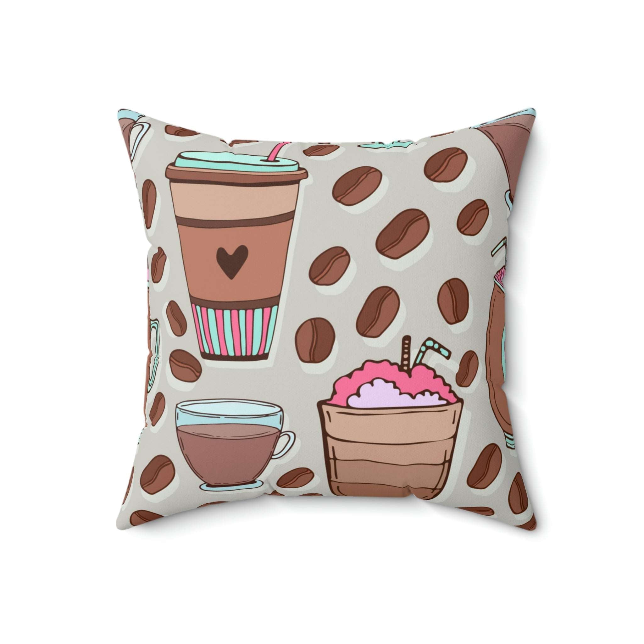 Coffee Obsession Square Pillow Home Decor Pink Sweetheart