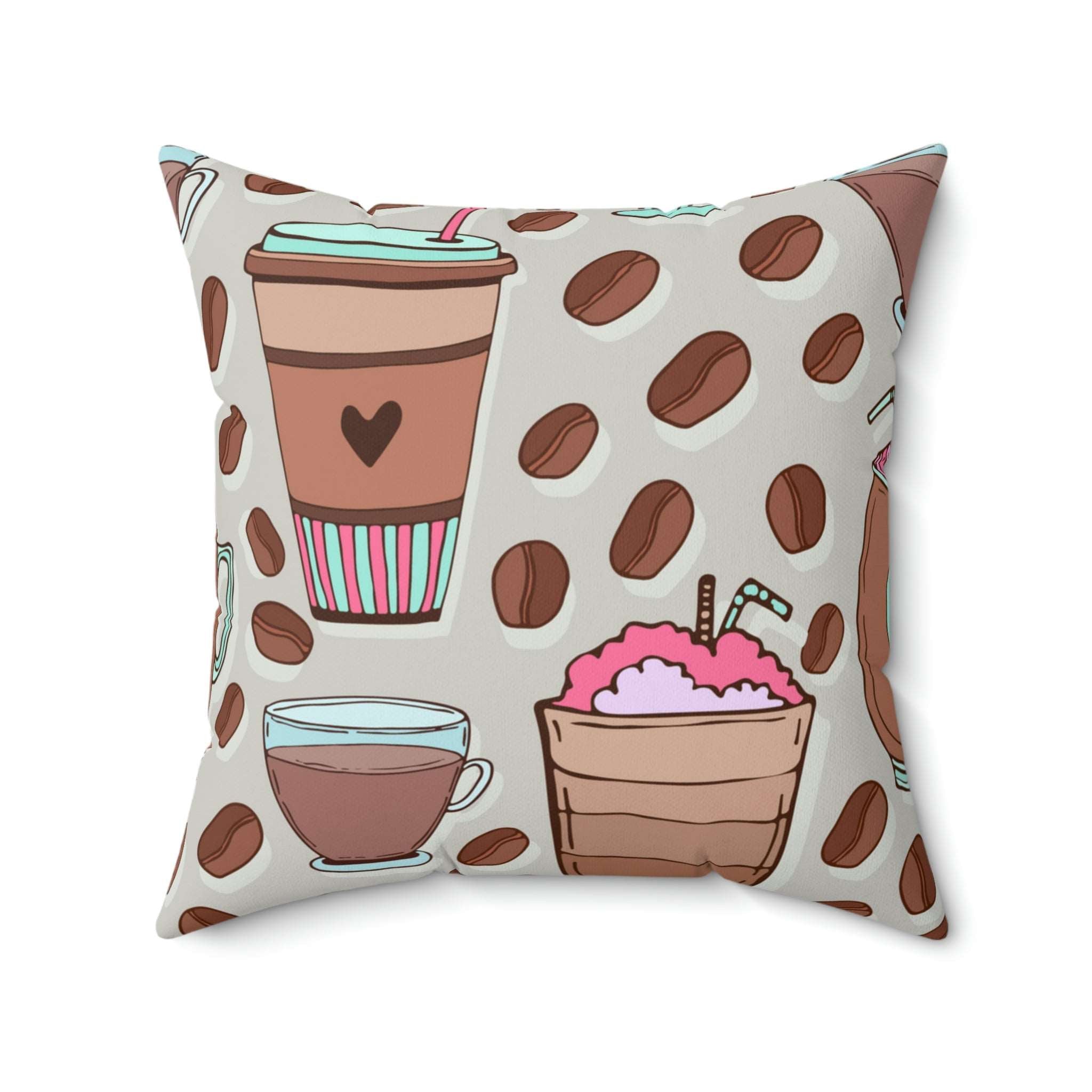 Coffee Obsession Square Pillow Home Decor Pink Sweetheart