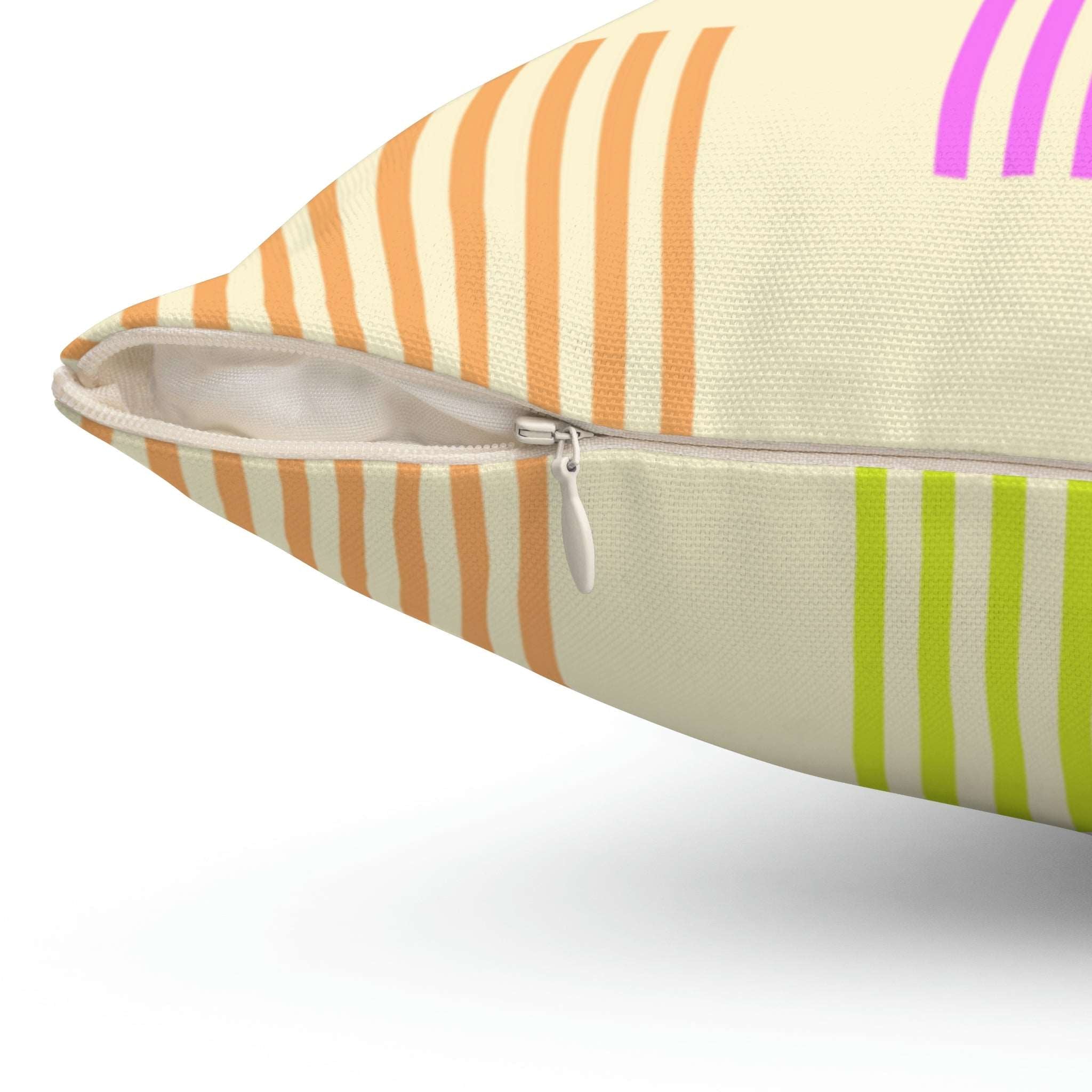 Colorful Abstract Lines Square Pillow Home Decor Pink Sweetheart