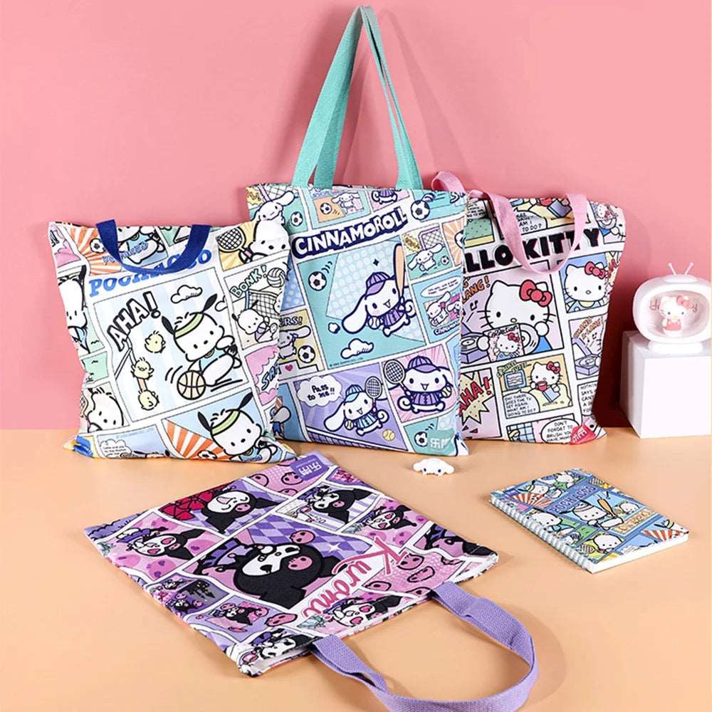 Hello Kitty x Pusheen Canvas Tote Bag | Reusable Shopping Bag | Beach Bag |  Cotton Tote Bag | Reusable Grocery Bags | 36 x 34cm : Amazon.co.uk