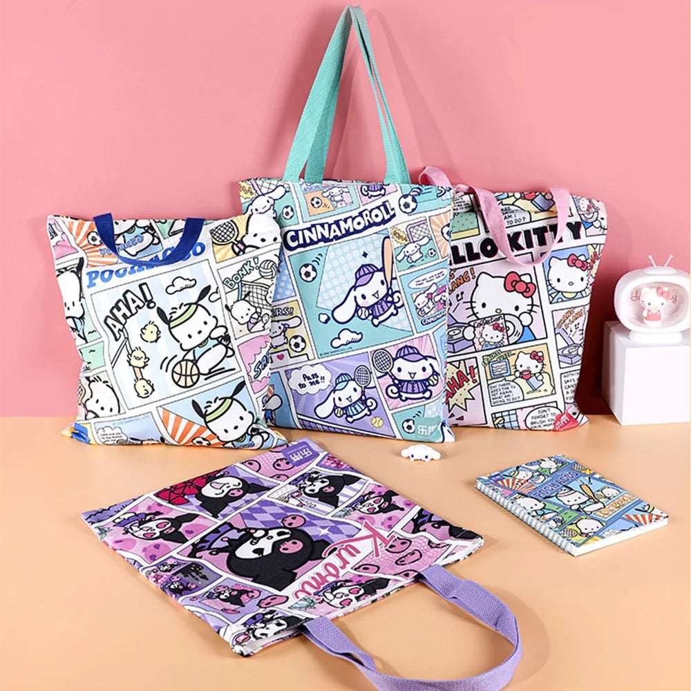 Comic Style Sanrio Canvas Tote Bag Lunch Boxes & Totes Pink Sweetheart