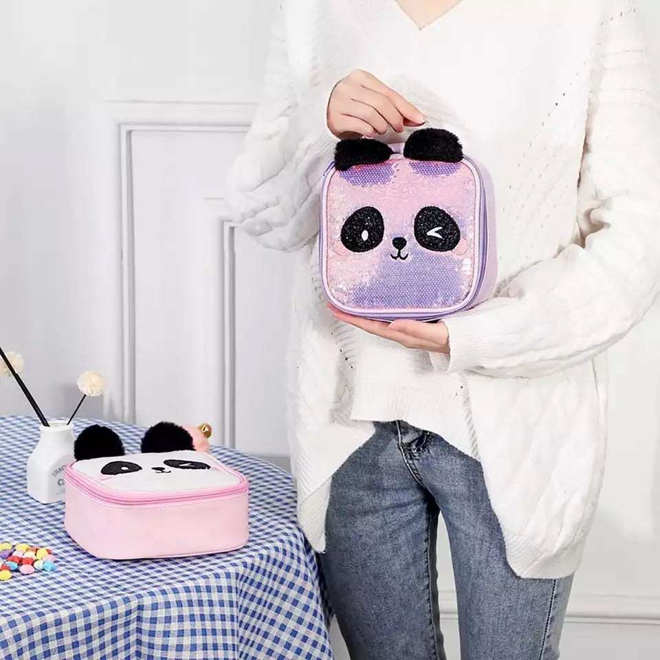 Cute Sequin Panda Makeup Bag Pink Sweetheart