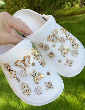 Stylish Gold Diamond Studded Clog Charms Set