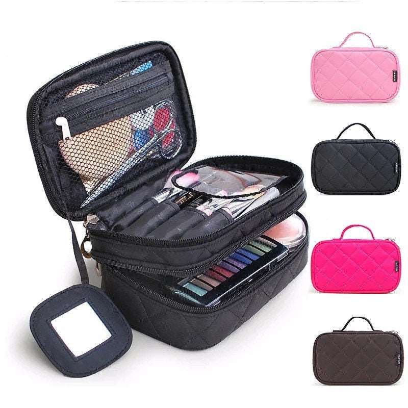 Deluxe Quilted Makeup Storage Bag Cosmetic & Toiletry Bags Pink Sweetheart