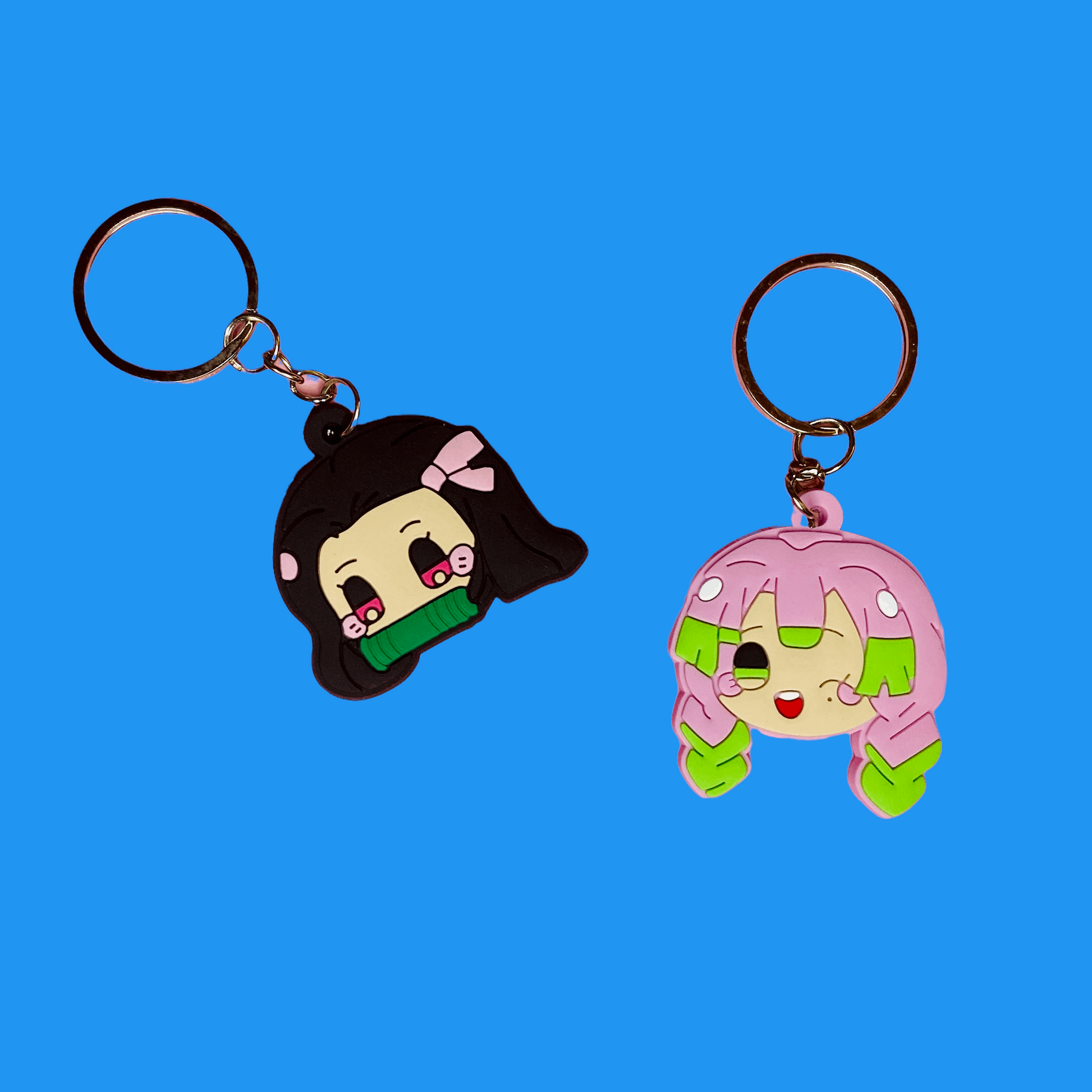 Demon Slayer Anime Waifu Rubber Keychain Charm Keychains Pink Sweetheart