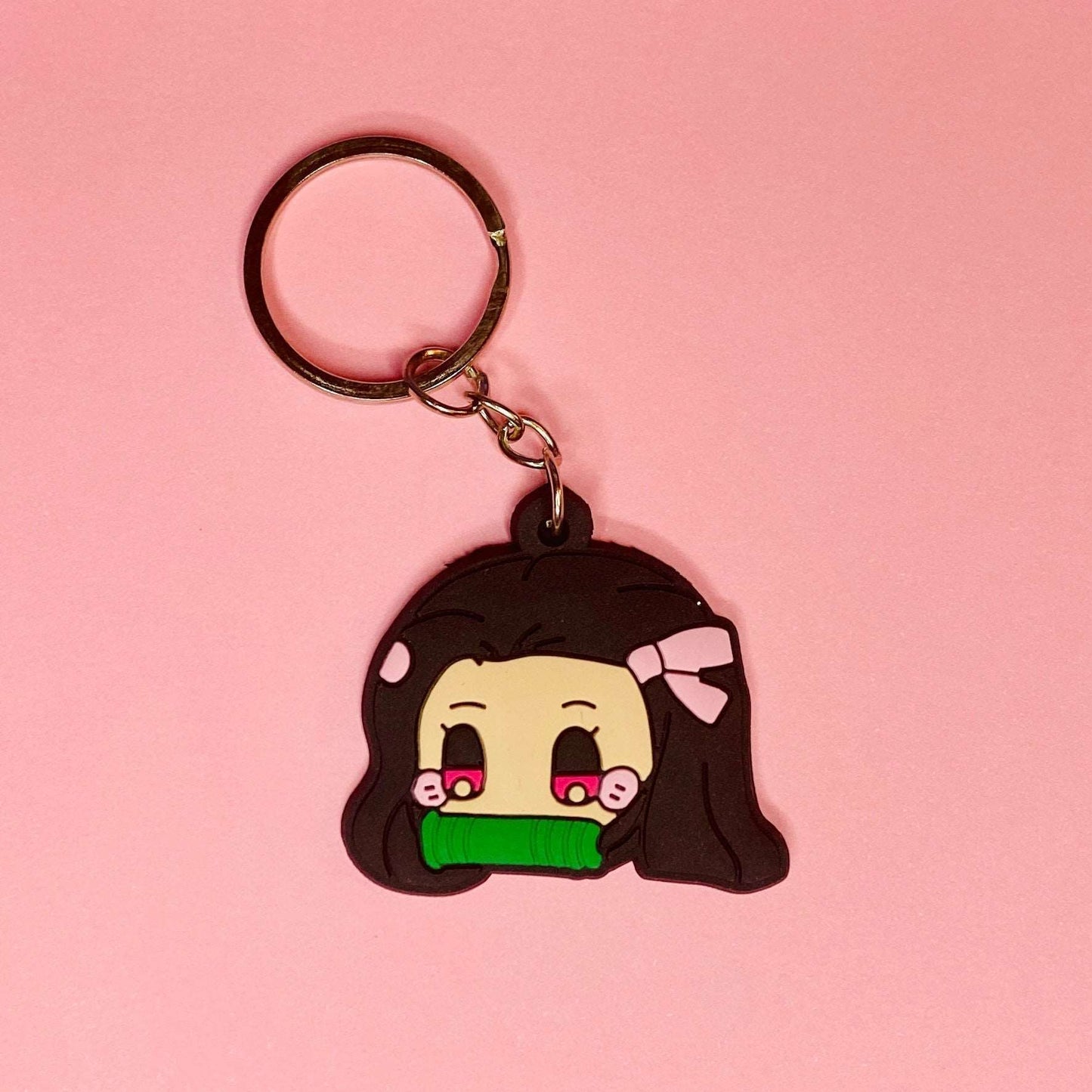 Demon Slayer Anime Waifu Rubber Keychain Charm Keychains Pink Sweetheart