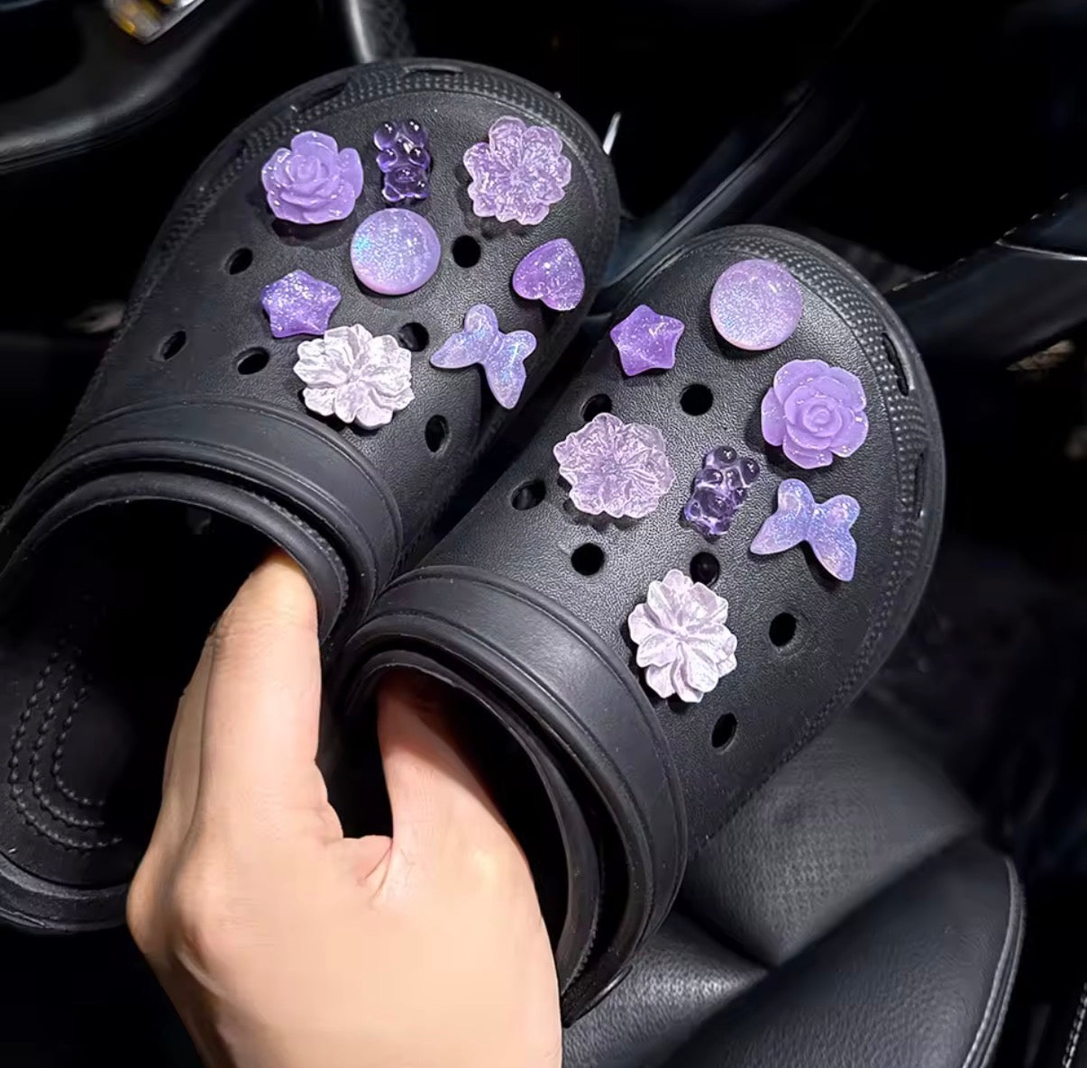 Periwinkle Plum Florals Clog Charms Set