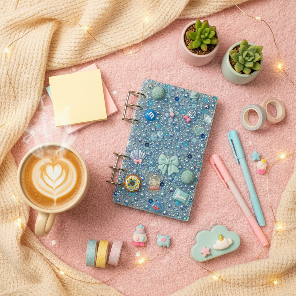 Precious Blue Junk Charm Acrylic Binder