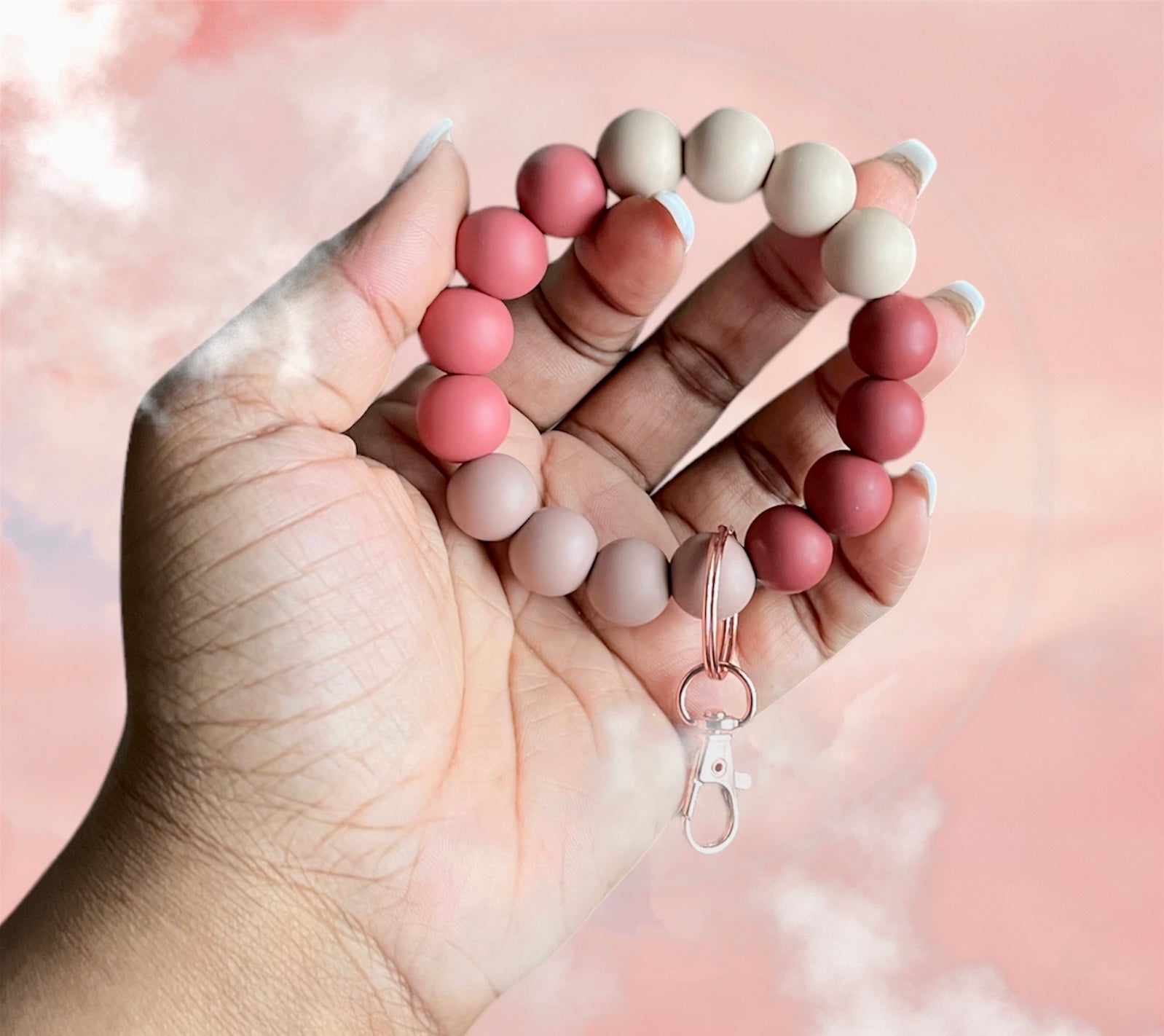 Monochromatic Chunky Silicone Wristlet Keychain 1pc