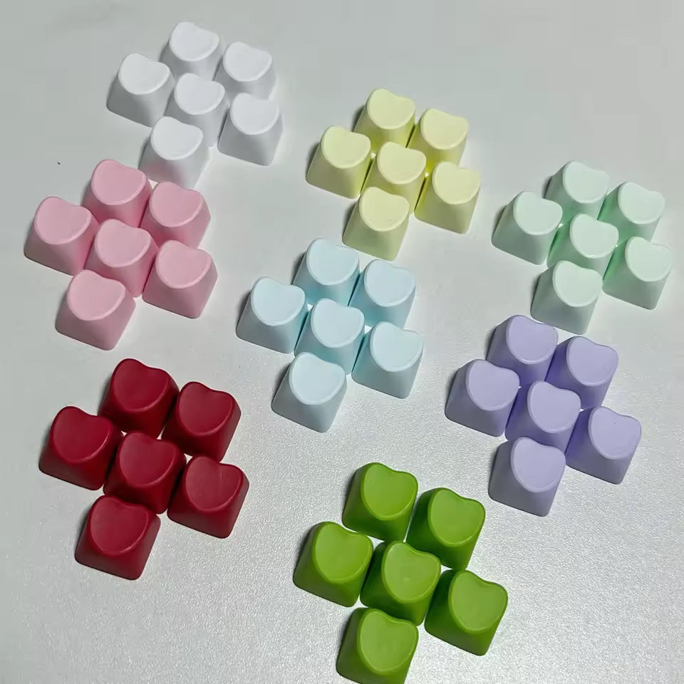 Solid Heart Decorative Accent Keycaps 6pc Set