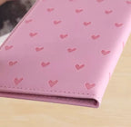 Faux Leather Heart Print Passport Cover