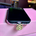 Brown Teddy Bear Dust Plug Charm - Pink Sweetheart