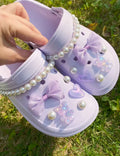 Lavender Amethyst Pearl Clog Charms Set - Pink Sweetheart