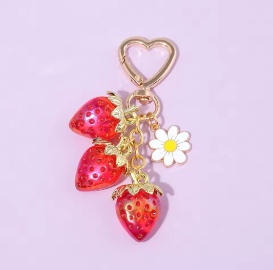 Sweet Red Strawberry Keychain Bag Charm