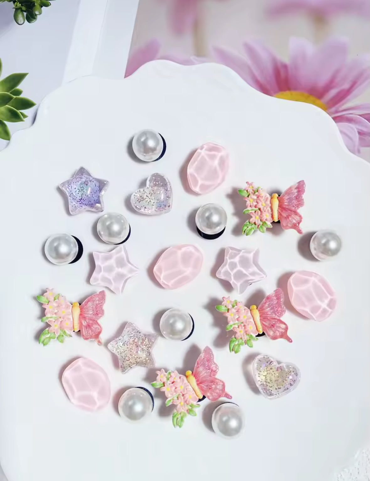 Blushing Butterfly Blossom Clog Charms Set