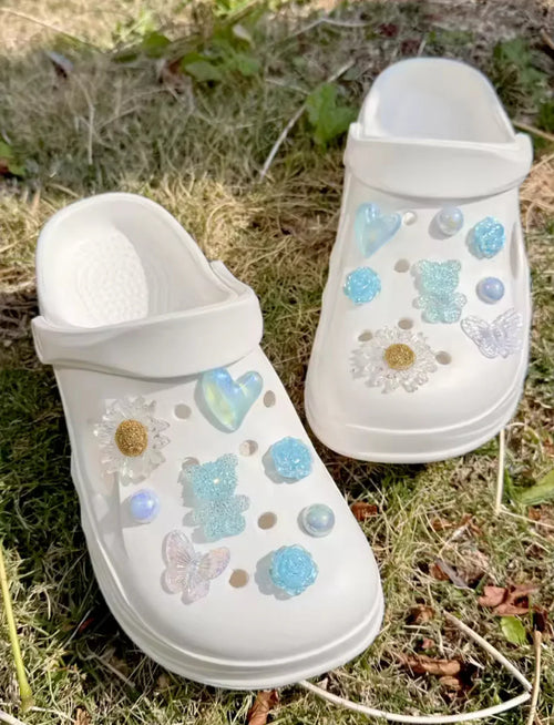 Aquamarine Pearl Garden Clog Charms Set - Pink Sweetheart