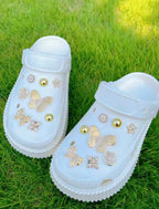 Golden Butterfly Clog Charms Set - Pink Sweetheart