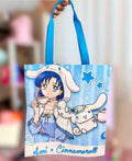Ami Mizuno x Cinnamoroll Blue Canvas Tote Bag - Pink Sweetheart