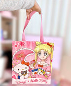 Usagi Tsukino x Hello Kitty Pink Canvas Tote Bag