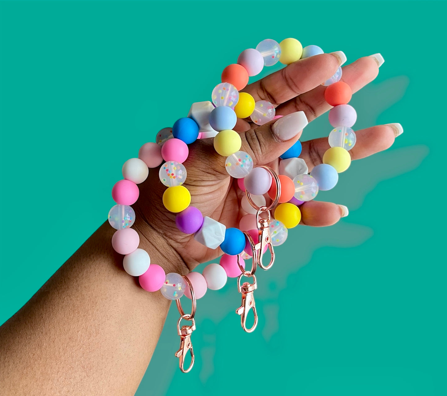 Confetti Sprinkles Chunky Silicone Wristlet Keychain
