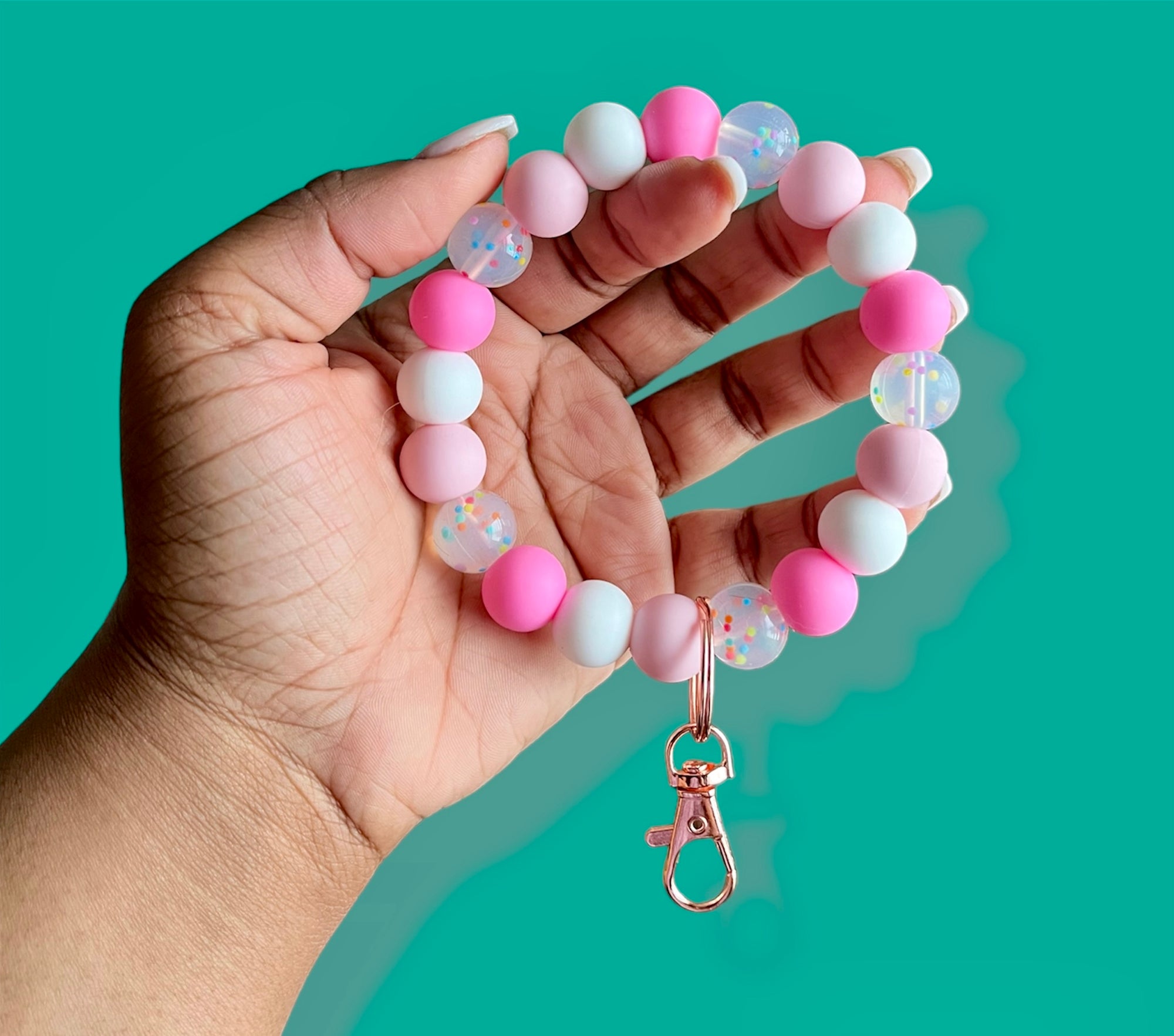 Confetti Sprinkles Chunky Silicone Wristlet Keychain
