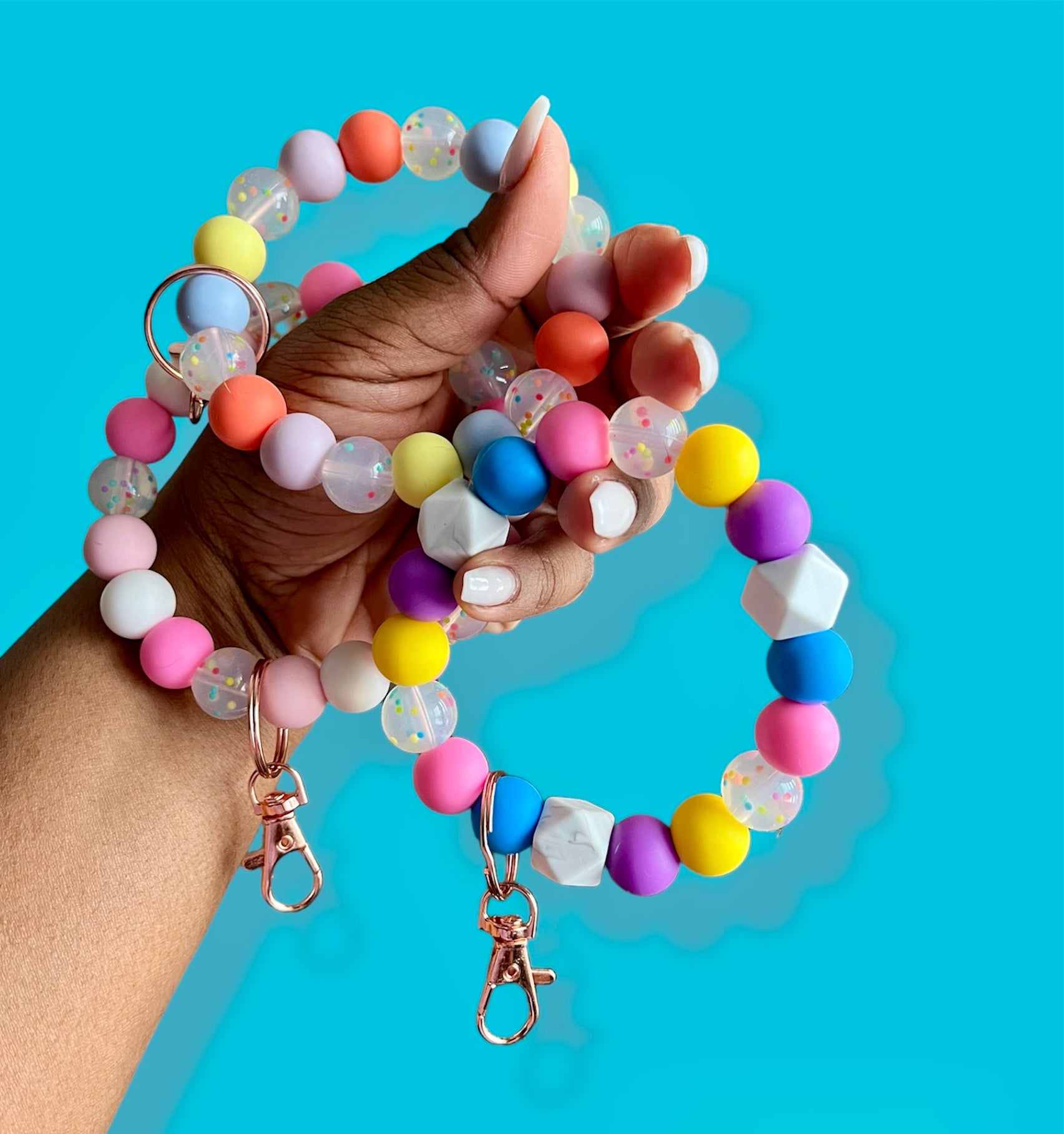 Confetti Sprinkles Chunky Silicone Wristlet Keychain