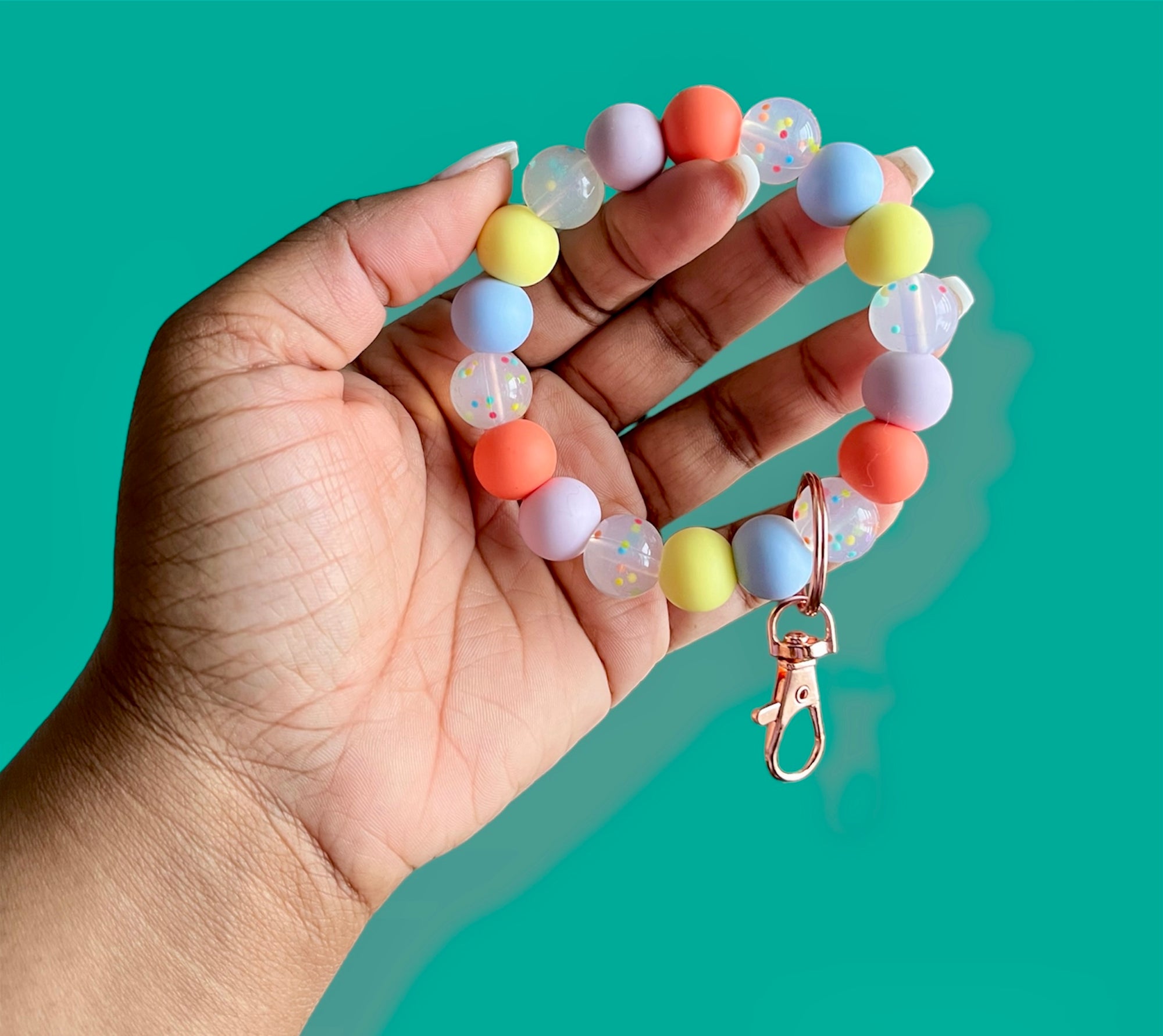 Confetti Sprinkles Chunky Silicone Wristlet Keychain