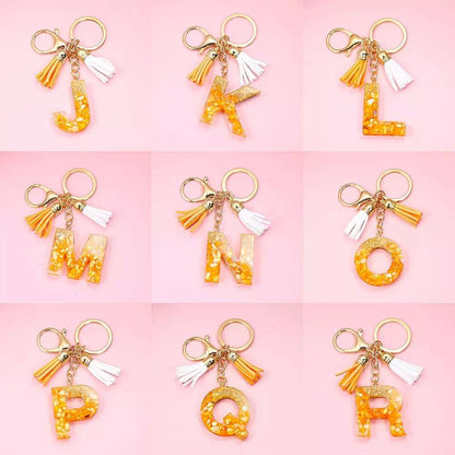 Golden Foil Orange Letter Keychain Keychains Pink Sweetheart