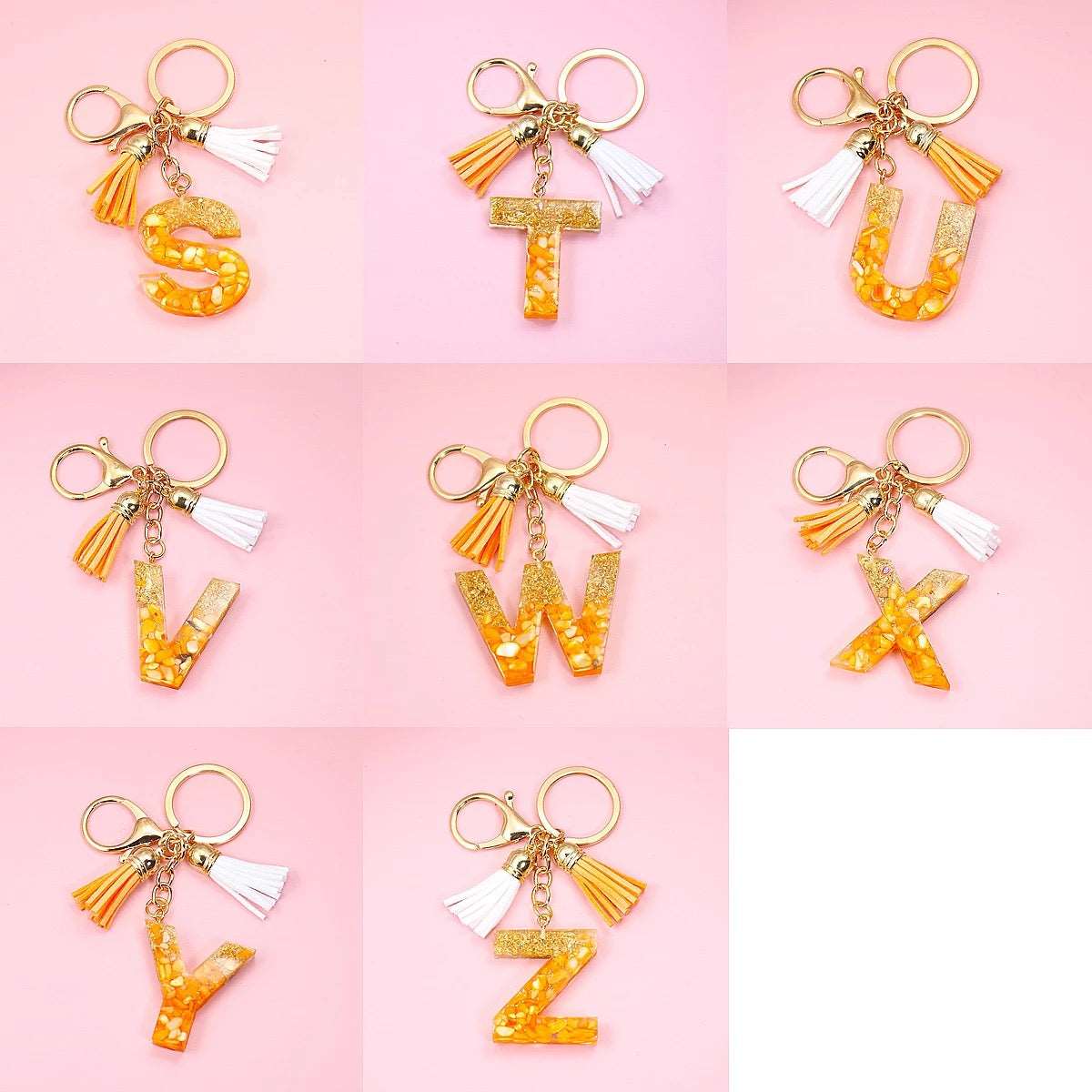 Golden Foil Orange Letter Keychain Keychains Pink Sweetheart