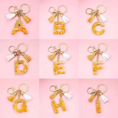 Golden Foil Orange Letter Keychain Keychains Pink Sweetheart