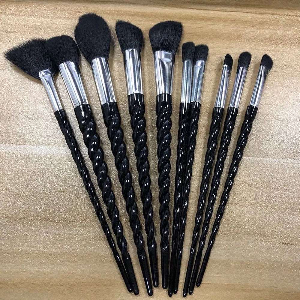 Gothic Black Unicorn Ombré Makeup Brush Set Pink Sweetheart