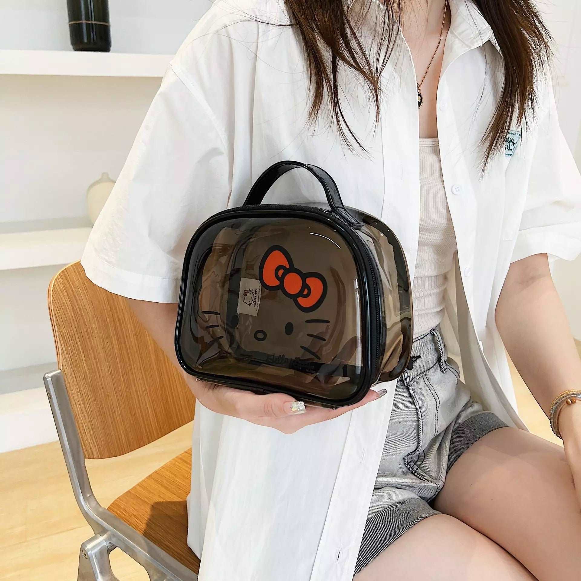 Hello Kitty Cosmetic Black Jelly Bag Cosmetic & Toiletry Bags Pink Sweetheart