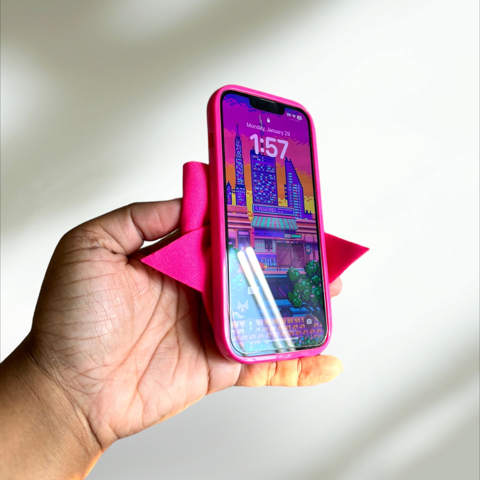 Hot Pink Velvet Bow iPhone 13 Phone Case PREOWNED