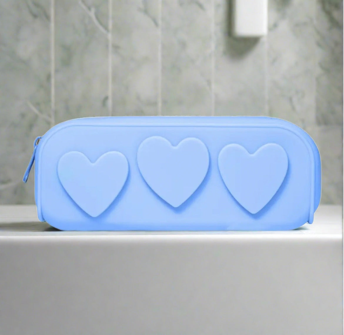 Silicone Embossed Hearts Cosmetic Bag