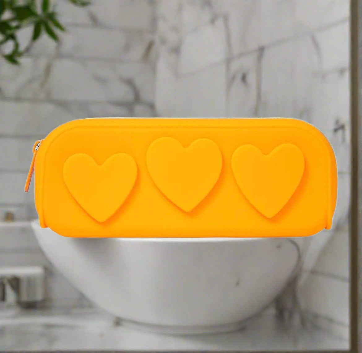 Silicone Embossed Hearts Cosmetic Bag