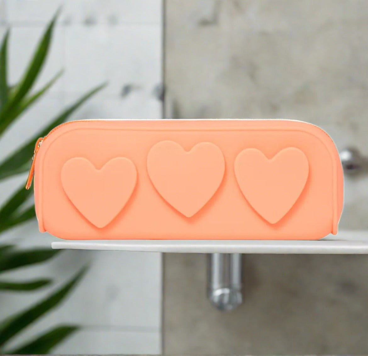 Silicone Embossed Hearts Cosmetic Bag