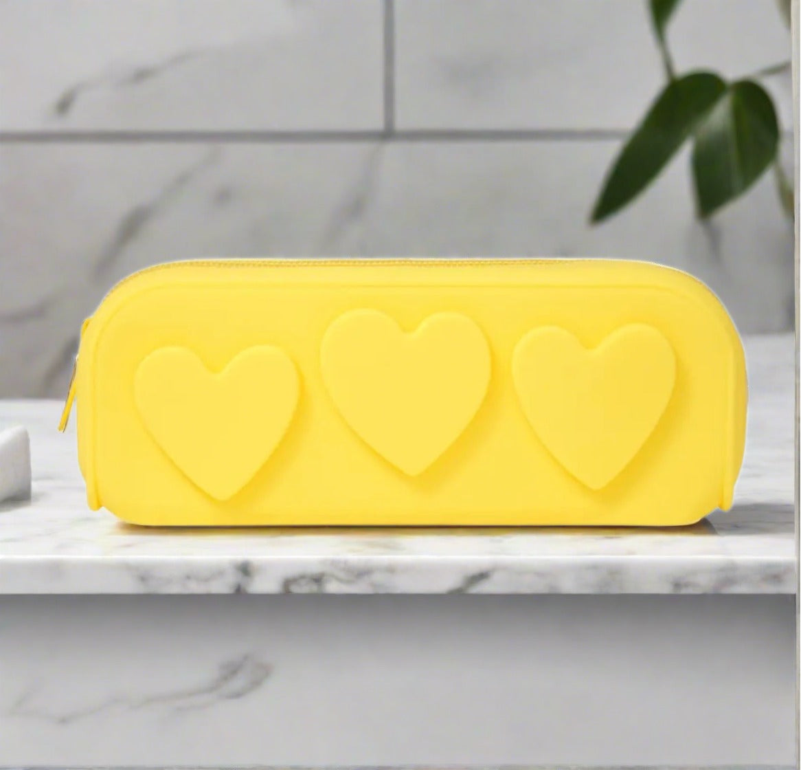 Silicone Embossed Hearts Cosmetic Bag