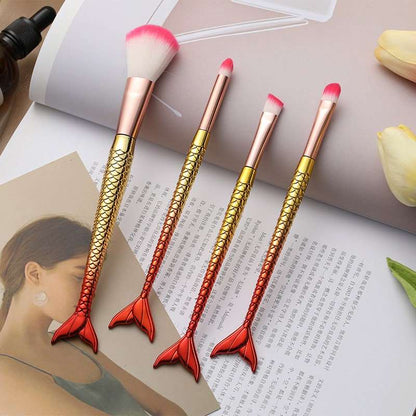 Metallic Mermaid Gradient Makeup Brush Set Makeup Brushes Pink Sweetheart