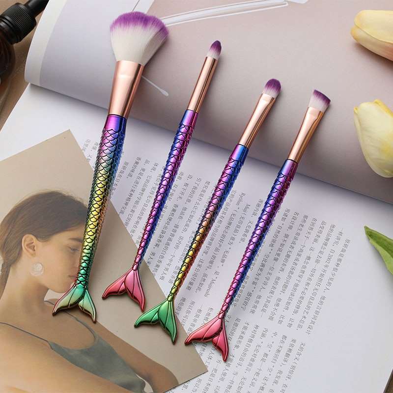 Metallic Mermaid Gradient Makeup Brush Set Makeup Brushes Pink Sweetheart