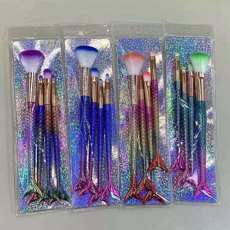 Metallic Mermaid Gradient Makeup Brush Set Makeup Brushes Pink Sweetheart