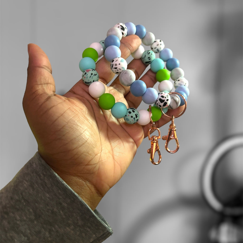 Chunky Silicone Terrazzo Wristlet Keychain