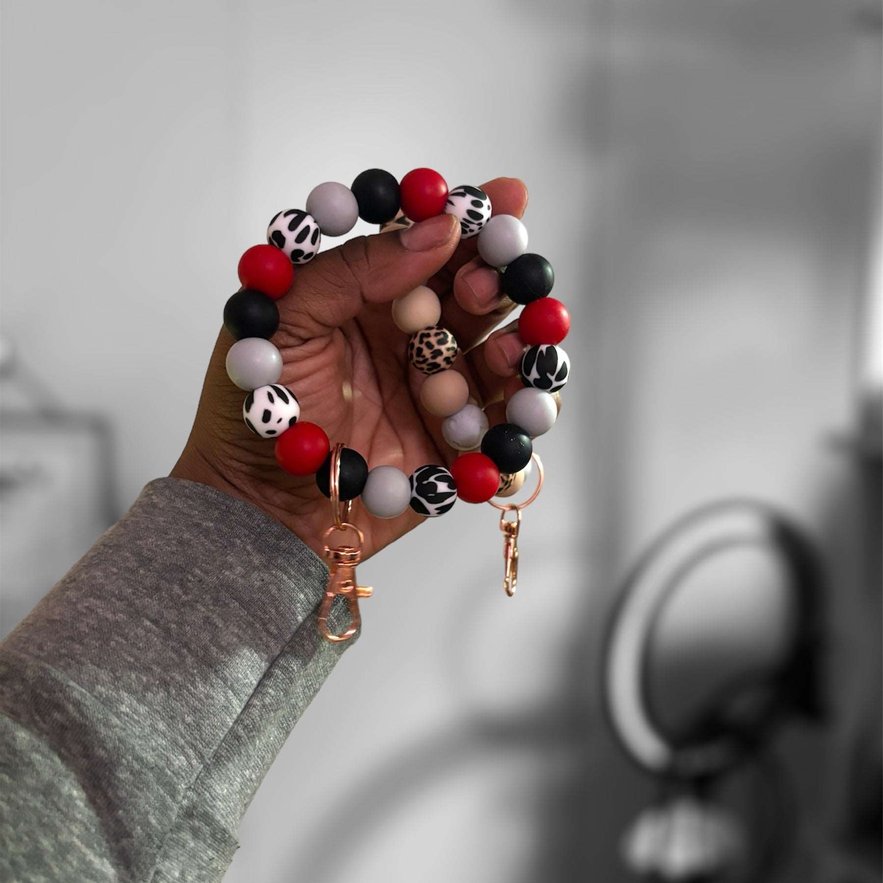 Animal Print Chunky Silicone Wristlet Keychain