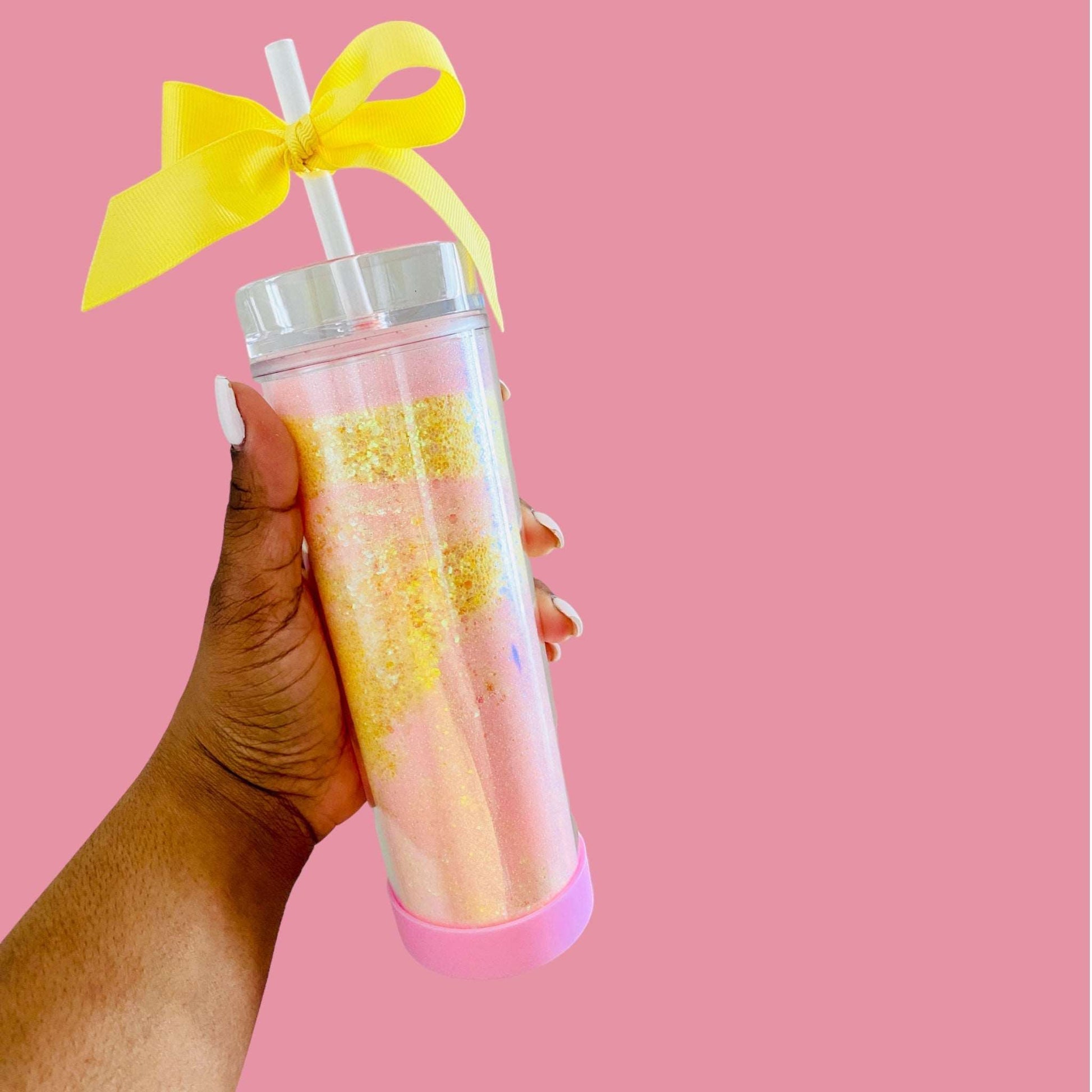 Pink Lemonade Glitter Skinny Acrylic Tumbler Tumblers Pink Sweetheart