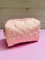 Quilted Puffy Cosmetic Makeup Bag Pouch Pink Sweetheart