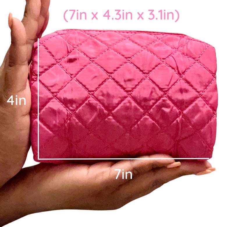 Quilted Puffy Cosmetic Makeup Bag Pouch Pink Sweetheart