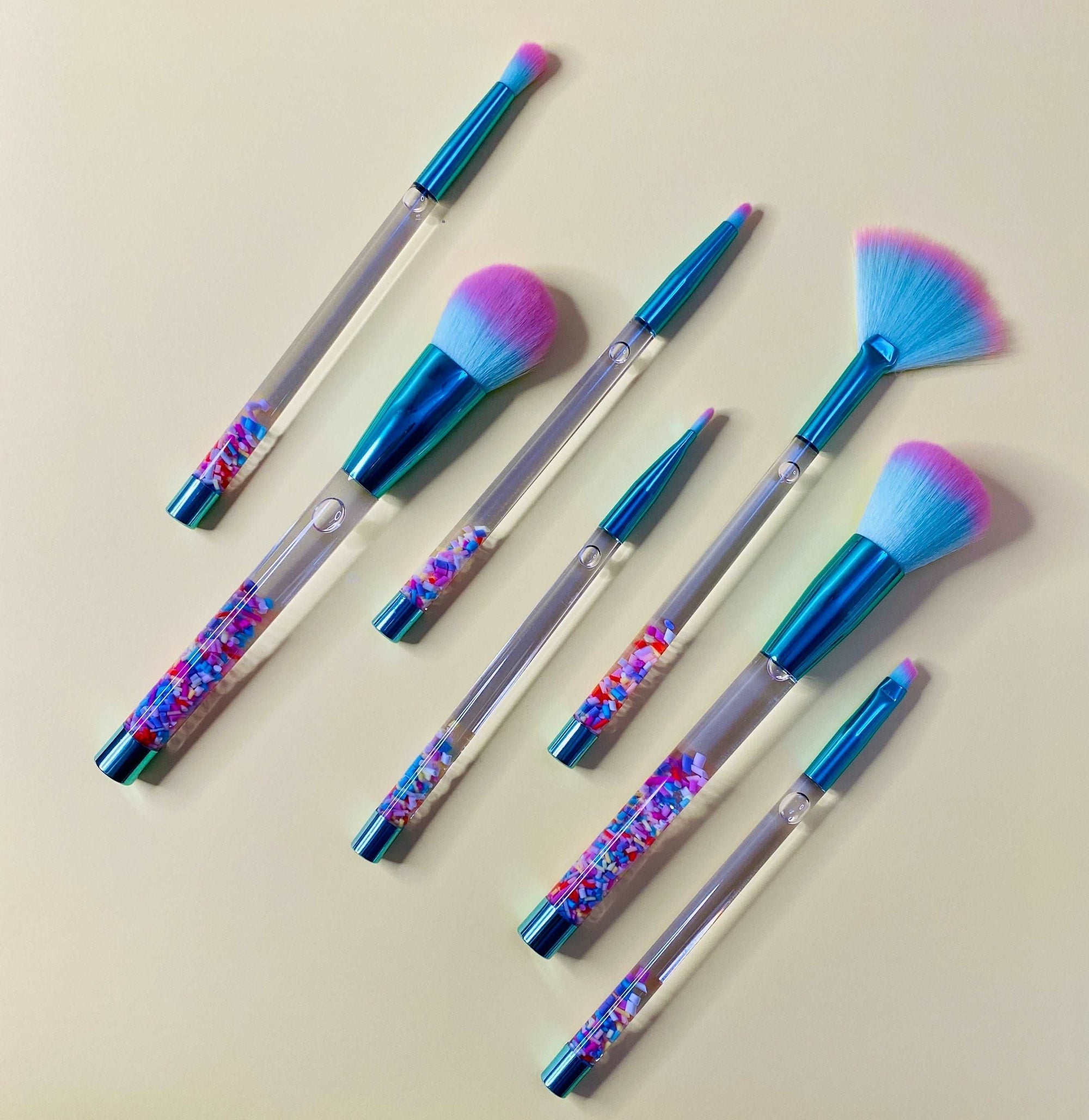 Rainbow Sprinkles Liquid Cosmetic Makeup Brush Set Makeup Brushes Pink Sweetheart